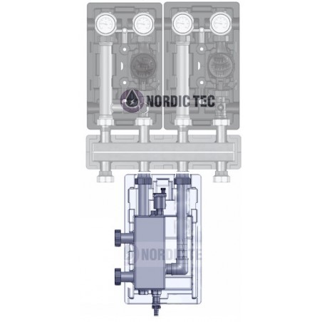 Boiler guard with the manifold 2-4 by Nordic Tec. Technical schema