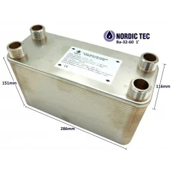 Plate Heat Exchanger NORDIC Ba-32-60 1" 330kW 2