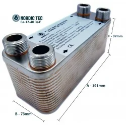 Plate Heat Exchanger NORDIC Ba-12-40 85kW 3/4" DN20