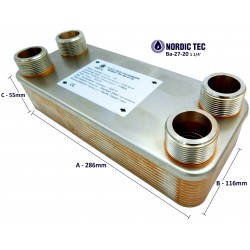 Plate Heat Exchanger NORDIC Tec Ba-27-20 for heating boilers up to 20 kW