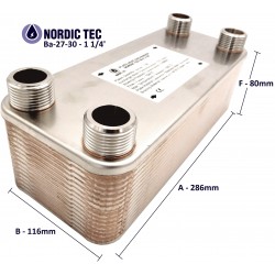 Plate Heat Exchanger NORDIC Ba-27-30 1 1/4" 175kW