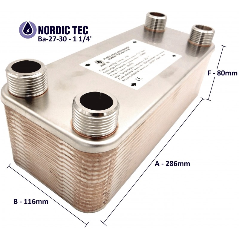 Plate Heat Exchanger NORDIC Tec with 1 1/4" connections