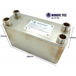 Plate Heat Exchanger NORDIC Ba-27-60 1 1/4" 330kW