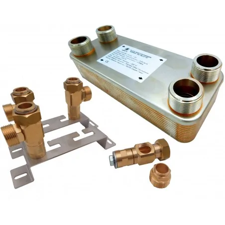 Wood heater - Plate heat exchanger with 32 connections