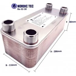 30-Plates Heat Exchanger with dimensions