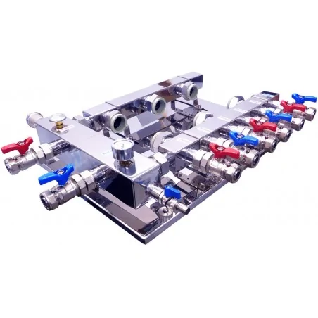 Hydraulic Separator for central heating with a 3 circle manifold
