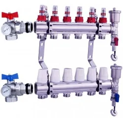 Underfloor Heating Manifold Angled Valve NORDIC TEC 6 ports zones