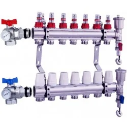 Underfloor Heating Manifold Angled Valve NORDIC TEC 7 ports zones