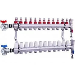 Underfloor Heating Manifold Angled Valve NORDIC TEC 12 zones