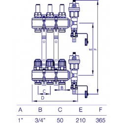 Classic Heating Manifold UFH Manifold NORDIC TEC 3 zones 3 ports 2