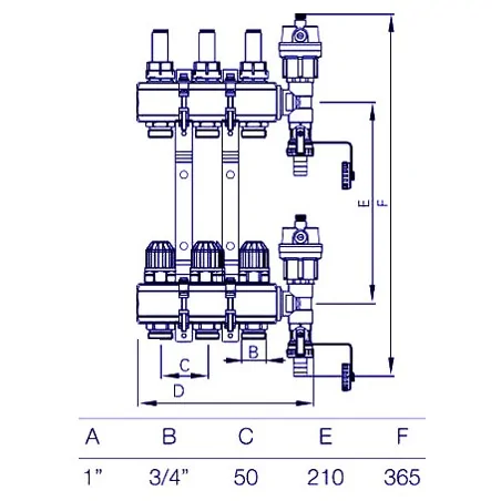 Classic Heating Manifold UFH Manifold NORDIC TEC 3 zones technical