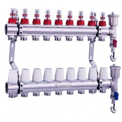 Central Heating Manifold UFH Manifold NORDIC TEC 9 zones ports