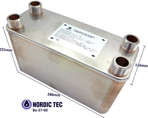 Plate Heat Exchanger 1 1/4" for a heat pump Ba-27-60