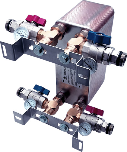 Heat Exchanger mounted with valves and wall-hanging kit Nordic Tec GB6