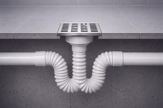 W-shaped floor trap for garage drains