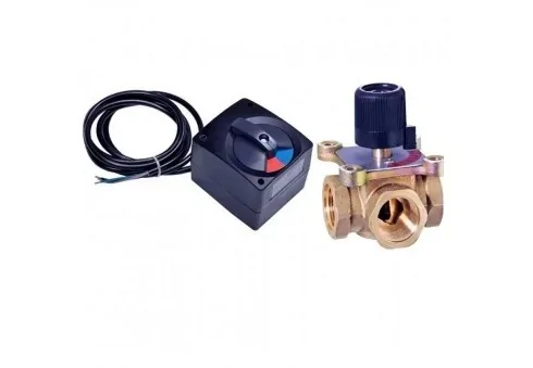 How does a three-way valve with an actuator work?