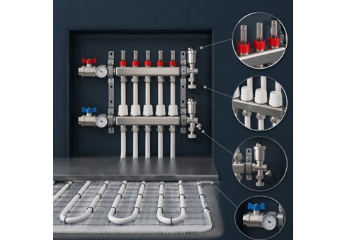 Structure of an underfloor heating manifold